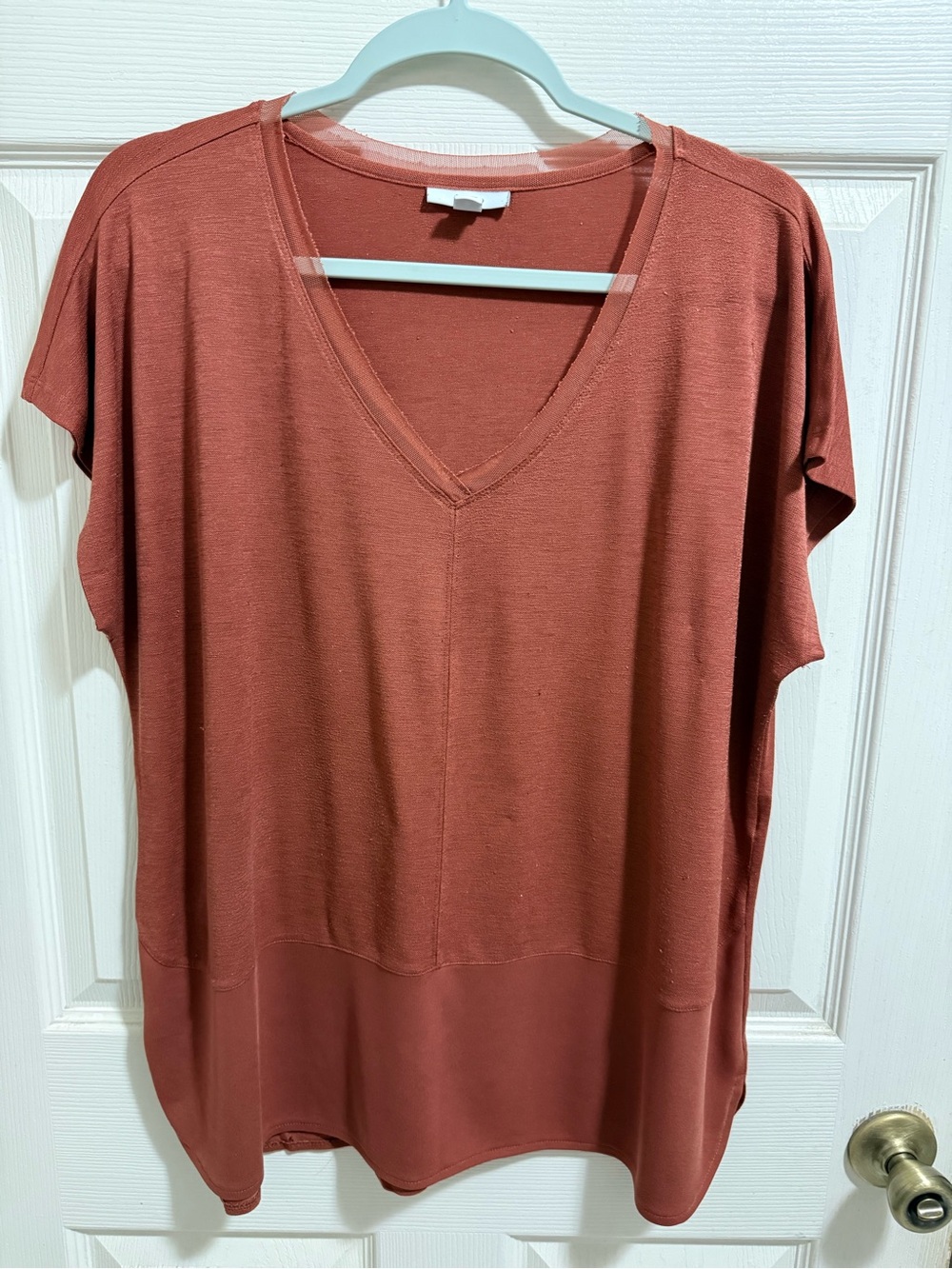 Bar III V-Neck Short Sleeve Tunic in Rust